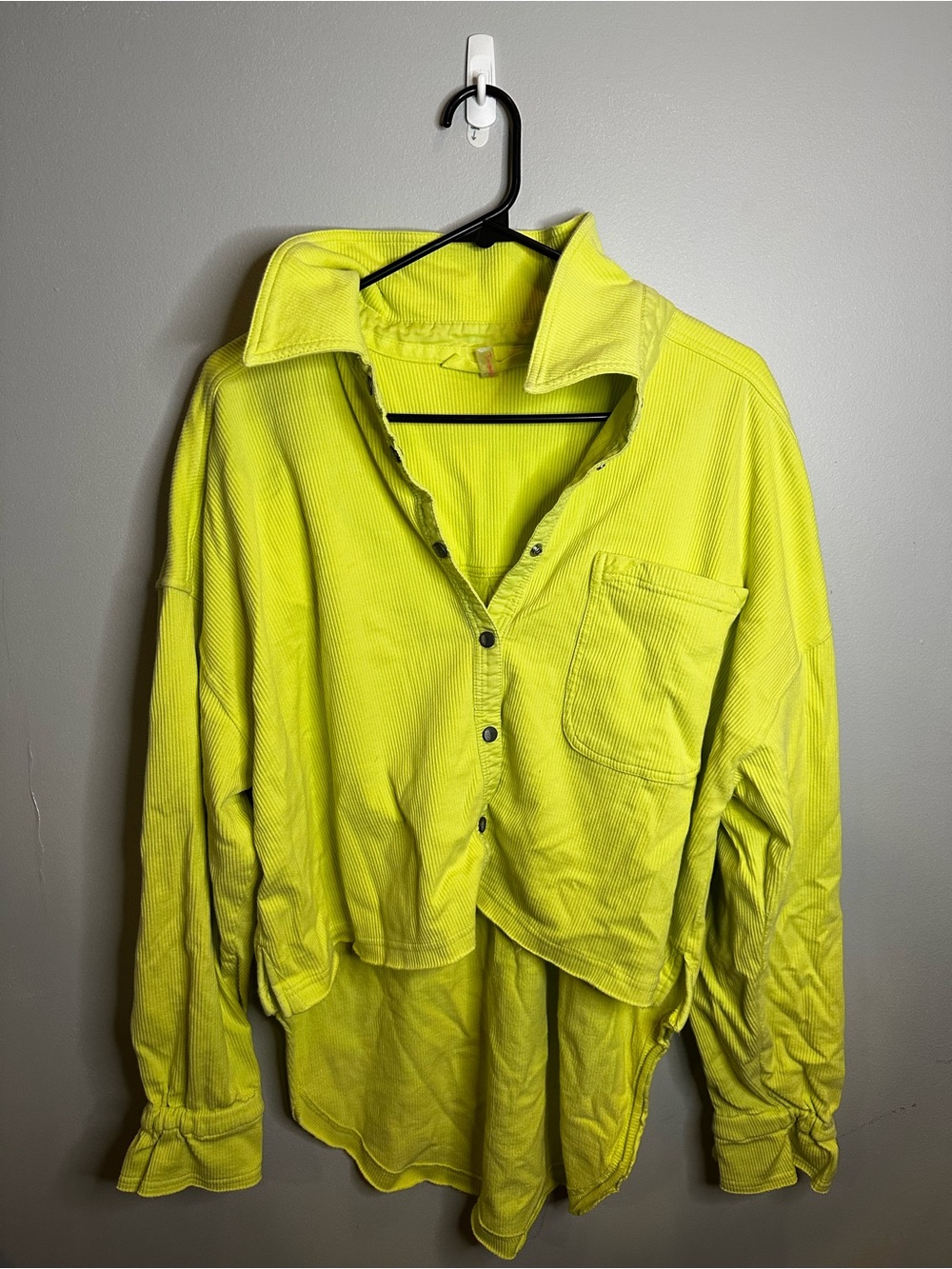 FP Neon Yellow/Green Button-Front Corduroy Shirt